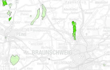 Erdöllagerstätten und -vorkommen bei Braunschweig. Quelle: http://nibis.lbeg.de/cardomap3/