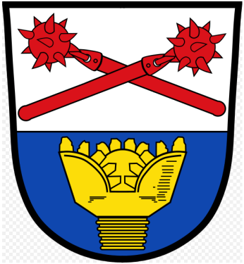 Wappen mit Rollenmeißel der Gemeinde Ampfing